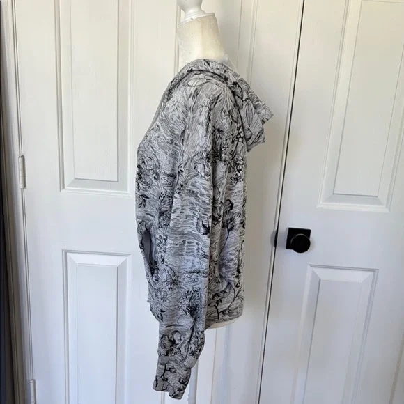 Athleta Gray Black Floral Zip-Up Hoodie Athleisure Jacket. - Picture 4 of 8